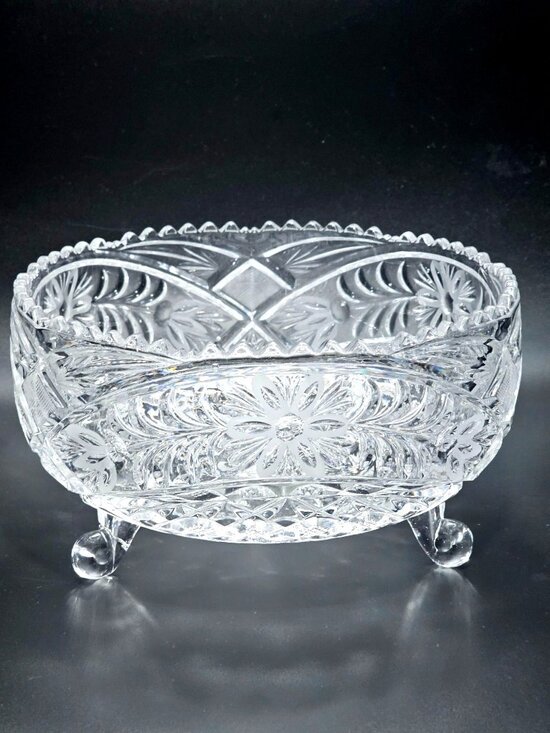 Anna Hutte Other - Anna Hutte Cut Glass Bowl vintage West Germany Lead Crystal footed Centerpiece